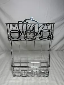 Metal Wall Hanging or Counter Rack Teapot & Tea Cup Design 10"x17"x3.5” - Picture 1 of 9