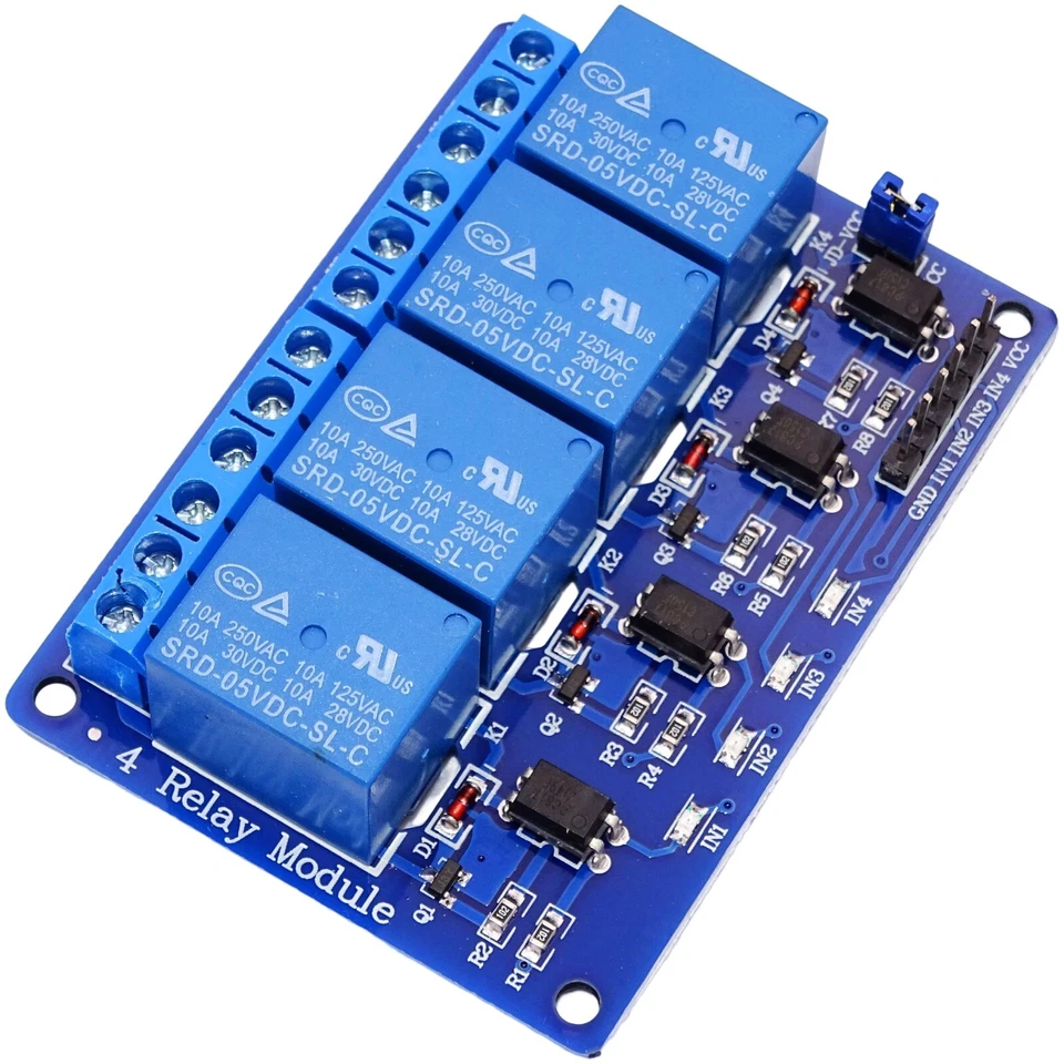 4-Kanal Relais 5V/230V Optokoppler Modul Channel Relay für Arduino Raspberry Pi  - Bild 1 von 3