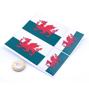 Wales Flag Stickers x4 3" & 2" Baner Cymru Welsh Car Vinyl Rally Window Decals - Picture 1 of 1