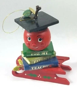 Adorno de Navidad 1982 vintage Kurt S Adler Inc Apple para mi maestro favorito - Imagen 1 de 4