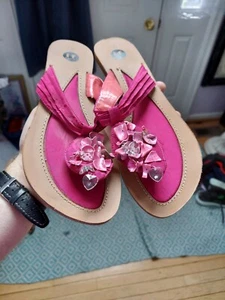 NWOT If Carrini Pink And Tan Shell Decoration Sandals Women's 9 - Picture 1 of 10