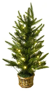 Künstlicher Deko Weihnachstbaum mit Lichterkette und Übertopf 60 cm - Bild 1 von 2