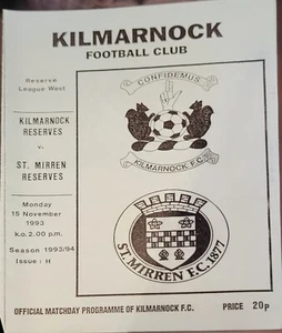 Kilmarnock Reserves v St Mirren Reserves, Reserve League West 1993 - Picture 1 of 1