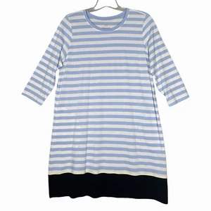 J. Jill Dress Womens Large Blue White Fit Striped A-Line Jersey Casual Office - Picture 1 of 8
