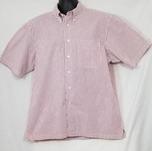 JoS.A.Bank Men's Button Front Short Sleeve Red Striped Shirt Size Large - Picture 1 of 5