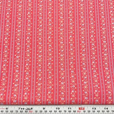 Vintage Peter Pan Fabrics Striped Purple Florals on Pink Cotton by the HALF YARD - Image 1 of 2