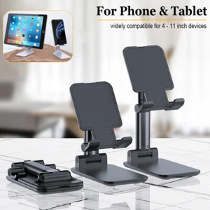 Universal Aluminum Phone Tablet Holder Folding Desk Stand Mount For iPhone iPad - Picture 1 of 15