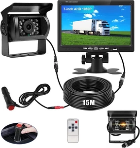 Rückfahrkamera Set Mit 7 Zoll Rear View Monitor, IP68 Wasserdichte Nachtsicht Au - Bild 1 von 7