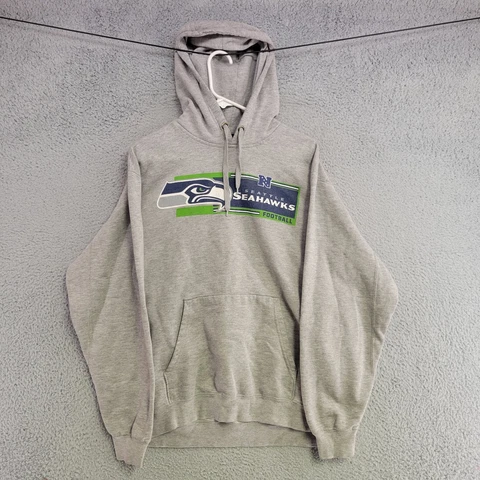 Seattle Seahawks Hoodie Mens L Large Gray Pullover Sweater Pocket NFL Football Cover