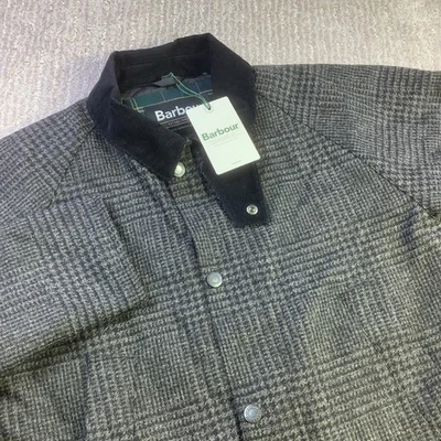 Barbour Bedale Check Wool Jacket Mens Large Quilted Lined Corduroy Collar NWT - Image 1 of 4