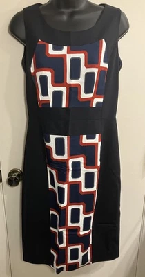 PIAZZA SEMPIONE Italy Mod Geo Print Panel  Dress Size 44 US 12 - Image 1 of 4