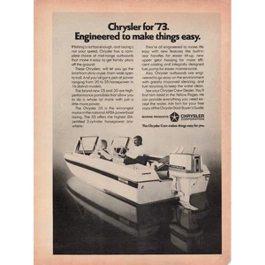 Chrysler Boat Outboard Motors 1973 Vintage Print Ad Marine Products - Picture 1 of 1