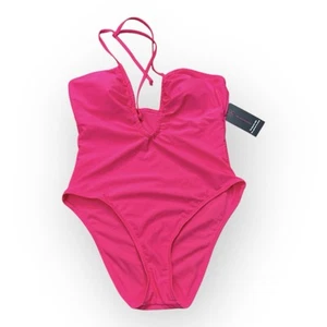 No Boundaries Swim One Piece Large Solid Neon Pink Removable Padding NEW Sexy - Picture 1 of 3