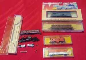 Vintage N Scale Mixed Lot – 3 Engines + Caboose + Boxcar – Untested / As-Is - Picture 1 of 24