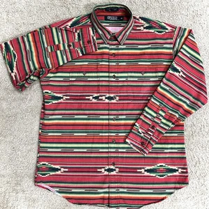 Polo Ralph Lauren Button Up Shirt Men's XL Aztec Southwestern Serape 90s Navajo - Picture 1 of 21