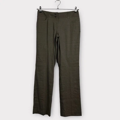 Pantalones de vestir informales para mujer Elie Tahari 6 marrón mezcla de lino pierna recta Foto 1 de 4