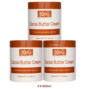 3 x XBC Cocoa Butter Moisturising Cream 500ml Nourishes and Dry Skin NEW STOCK - Picture 1 of 3