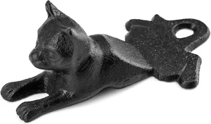 QWORK Iron Door Stopper, Decorative Vintage Anti-Rust Cat, Antique Black - Picture 1 of 6