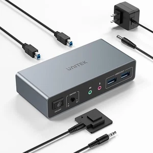 Unitek HDMI KVM Switch 2 Monitors 2 Computers 4K@60Hz USB 3.0 - Picture 1 of 2
