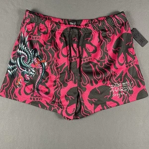 NWT Ed Hardy Men’s Pink/Black Dragon Mesh Shorts Size (XL) EHM8004-3 - Picture 1 of 9