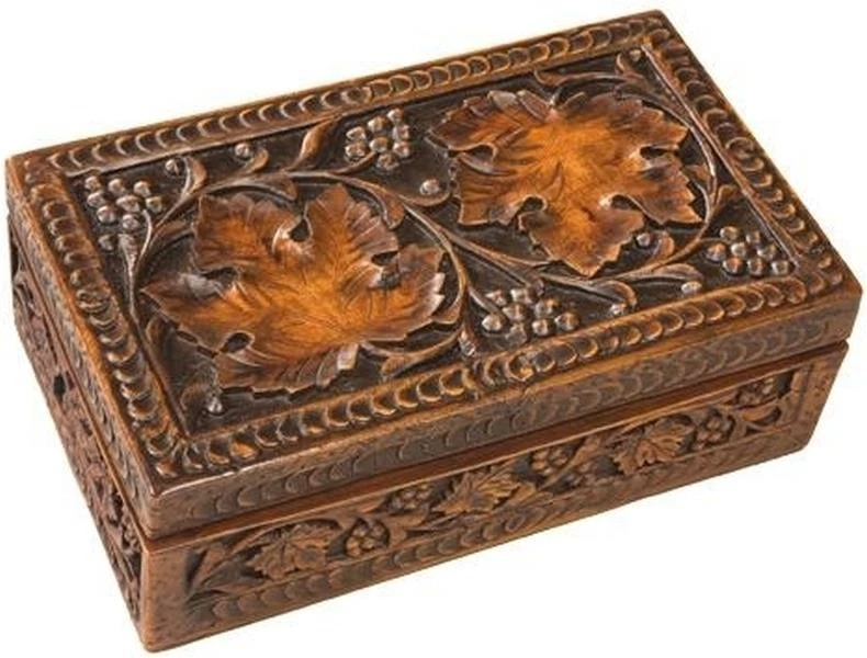 Intricately Detailed Grape Motif Lodge-Style Resin Box - Image 1 of 1