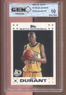 2007-08 Kevin Durant Topps White Border #112 Gem Mint 10 RC Rookie Rockets - image 1 of 2