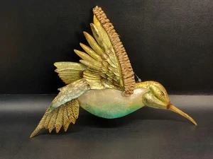 Metal 3D Hummingbird Wall Art Decor w/Weave Wing Accent - Picture 1 of 7