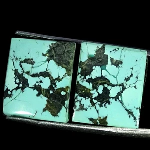25.20Cts. Natural Tibet Turquoise Pair Octagon Cabochon Gemstone 14X17X5MM - Picture 1 of 4