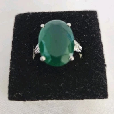 Emerald Green Color Large Green  Onyx Stone Ring Size 9 Stainless Steel - Image 1 of 4