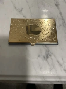 Vintage Gold Plated Fancy Engraved Business Card Holder - Bild 1 von 3