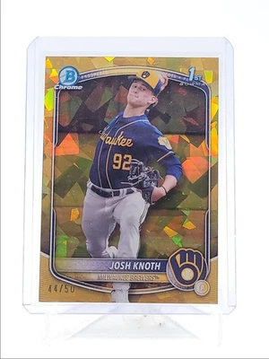 JOSH KNOTH 2025 BOWMAN CHROME 1ST SAPPHIRE GOLD REFRACTOR /50 Q4450 - Image 1 of 2