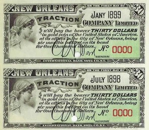 1 RARO INCREÍBLEMENTE HERMOSO 1898 NUEVO ORLEANS TROLLEY ESPÉCIMEN BOND CUPÓN! CV $40 - Imagen 1 de 2