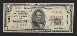 Columbus, Ohio, Carta #7621, 1929, $5.00 Tipo -1, muy bien, ¡Capital del Estado! - Imagen 1 de 2