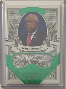 U.S. REP. JAMES CLYBURN #/D 8/10 2022 DECISION SHREDDED MONEY GREEN FOIL CARD SC - Picture 1 of 2