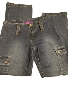 Vtg GYPSY JEANS Womens Low Rise Retro Boho Blue Denim Cotton Side Pockets Sz 8 - Picture 1 of 5