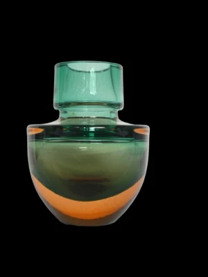 Vase Konrad Habermeier Gral Glas grün/orange 60er Jahre - Bild 1 von 4