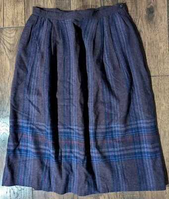 Falda Pendleton 100 % lana virgen para mujer talla 14 púrpura azul rayas tartán EE. UU. Foto 1 de 4