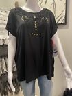 Ruby Rd. Women Size XL Black  Gold Studs  Top Blouse NWT Retails For $50.00