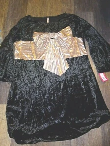 women's holiday dress  MEDIUM  ~ Xhilaration ~ black velvety & metallic bow  NWT - Picture 1 of 7