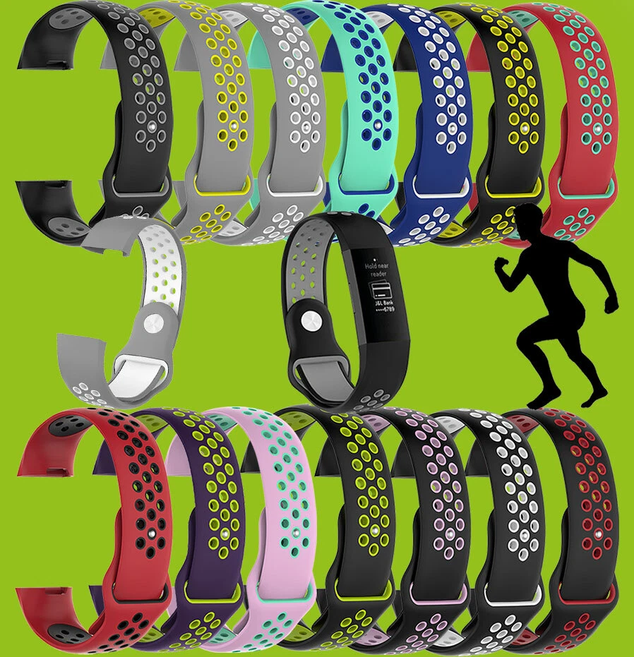 Hochwertiges Kunststoff Silikon Uhr Armband für Fitbit Charge 3 + 4 Versa 2 + 3