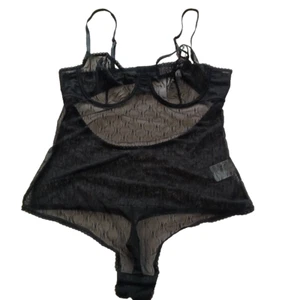 NWT $49.99 INC Bodysuit Lingerie Size XL Black Mesh w/ Underwire - Picture 1 of 11