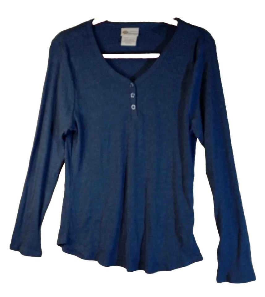 Pulôver feminino Dickies XL falso botão polo azul malha térmica manga longa #11V - Imagem 1 de 4