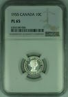 1955 Canada 10 Cent Coin NGC PL-65