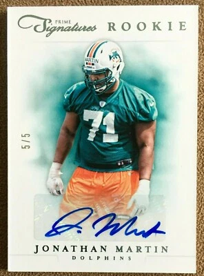 Jonathan Martin 2012 Prime Signatures Rookie Autograph Platinum #199 /5 Dolphins - Image 1 of 3