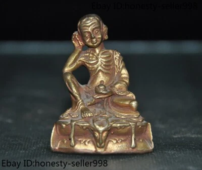 2.4" Tíbet bronce dorado Tsongkhapa maestro chamanismo Buda estatua exorcismo amuleto Foto 1 de 4