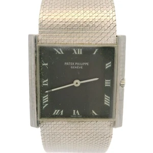 Vintage Patek Philippe 18k White Gold 28mm Square 6"  Wrist Watch Bracelet - Picture 1 of 14