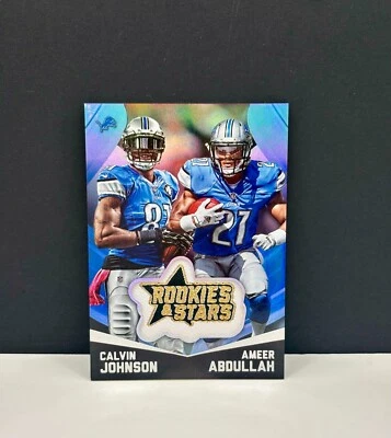 2015 PANINI ROOKIES & STARS CALVIN JOHNSON AMEER ABDULLAH EMBROIDERED PATCH - Image 1 of 2