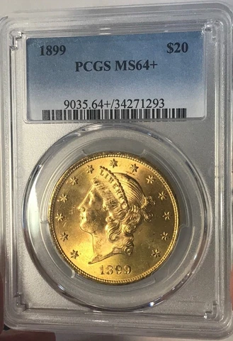1899 $20 PCGS MS-64+ EXTRA RARE CHOICE UNCIRCULATED LIBERTY W DIE BREAKS!! PQ!! Cover