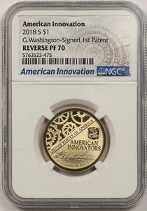 2018-S American Innovation $1 Reverse PF 70 NGC G. Washington Signed 1st Patent - Picture 1 of 4