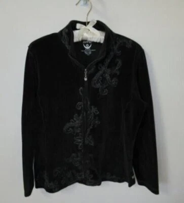 Zenergy by Chico's 灰色刺绣拉链前长 Slv 防风夹克 *Sz 2* — 第 1/4 张图片